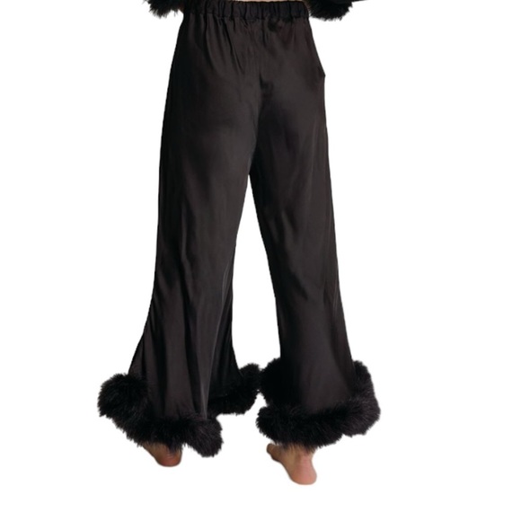 Sleeper Boudoir Feather Trim Flare Trousers NWT - Picture 2 of 15